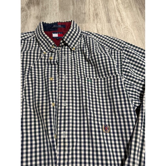 Tommy Hilfiger Mens L Checkered Button Down Shirt Long Sleeve - Picture 1 of 4